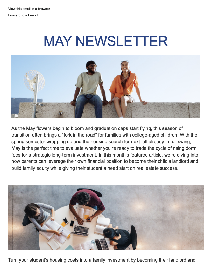 May newsletter email