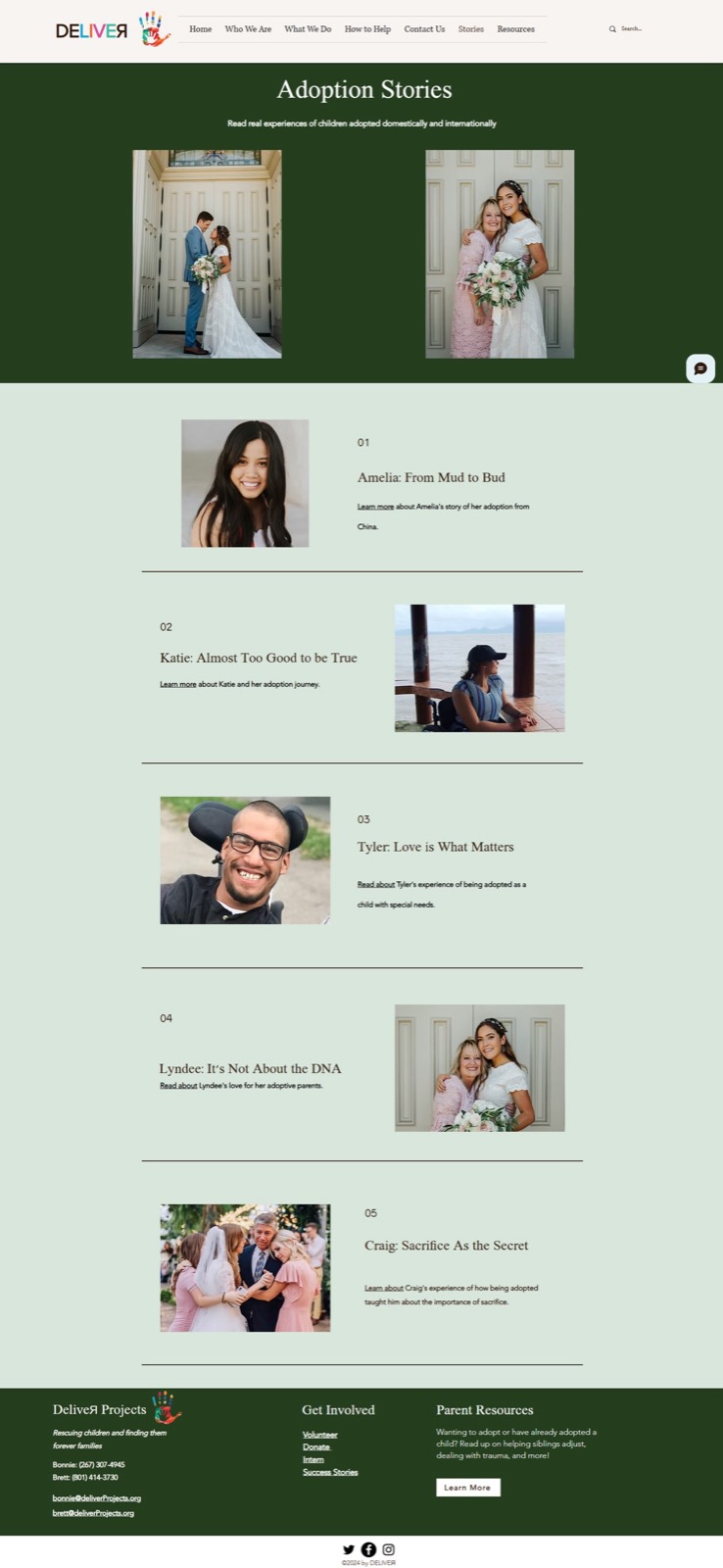 Deliver Adoption Stories page
