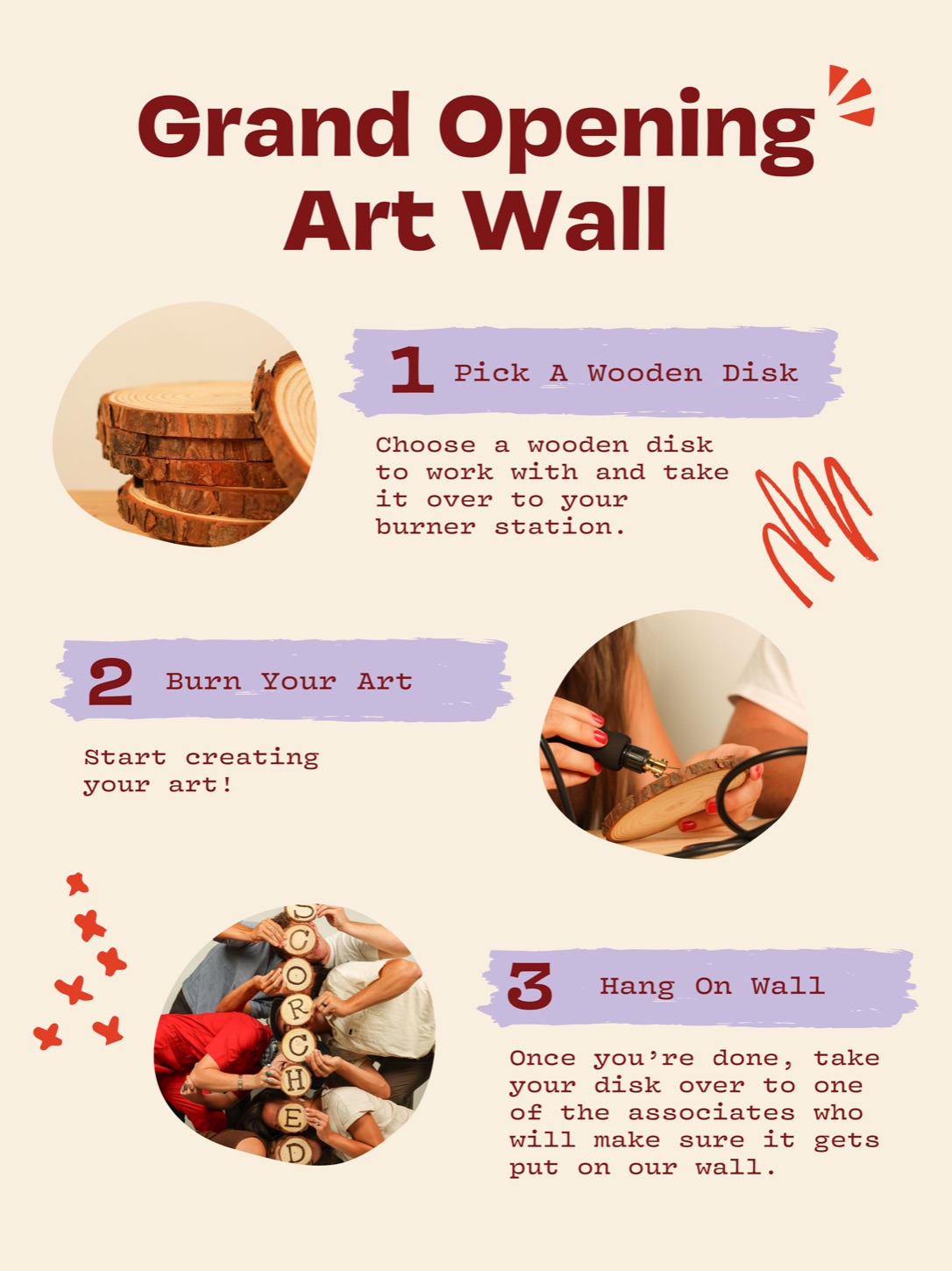 Scorched Studio grand opening art wall flyer